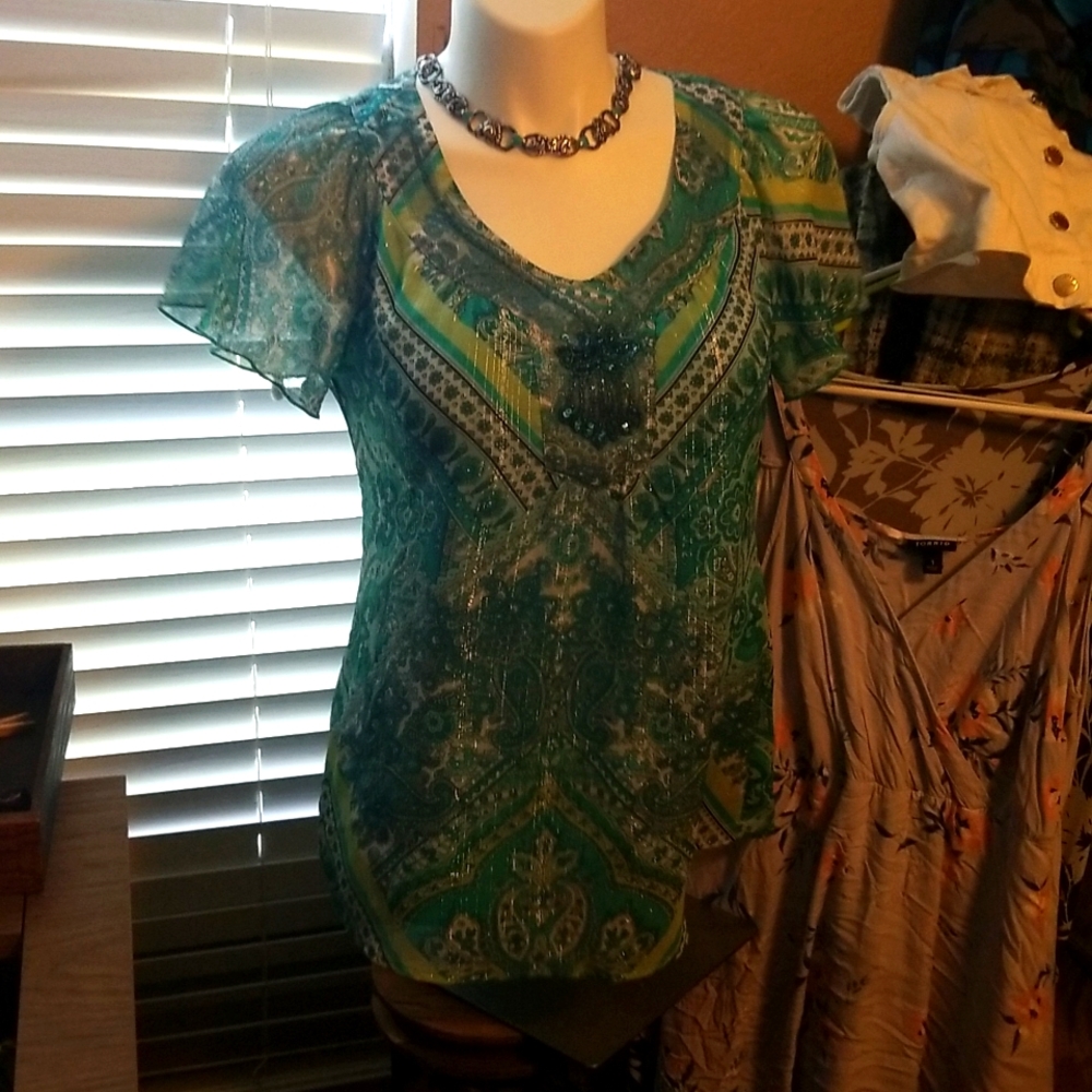 Ladies turquiose blouse size large